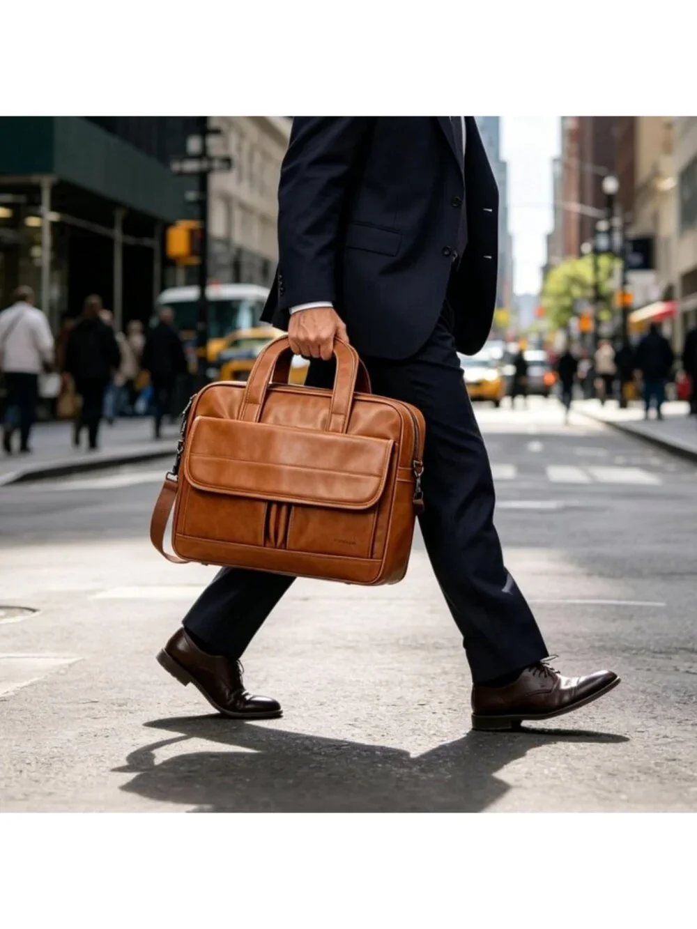 Stylish Brown Leather Laptop Bag for Men, 15.6